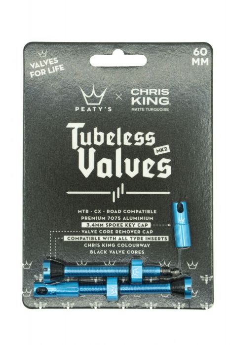 PEATY'S X CHRIS KING (MK2) tubeless szelep - TURQUOISE 