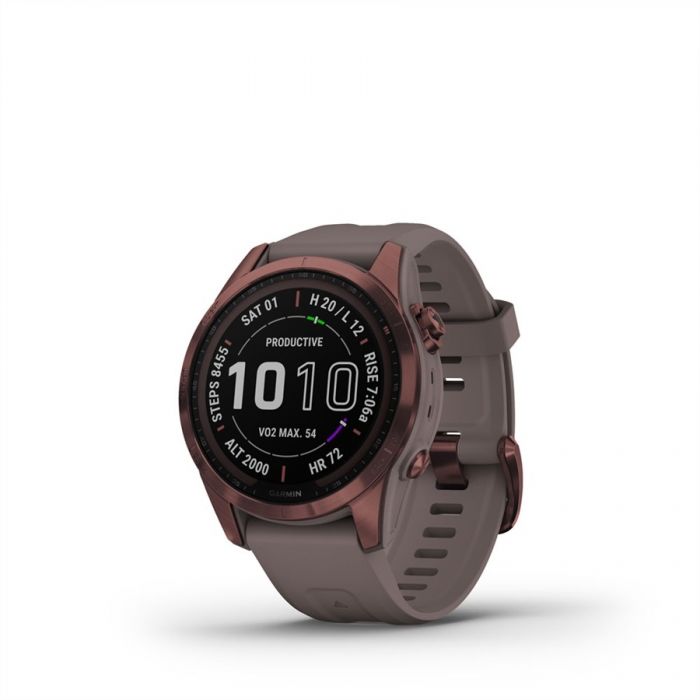 Garmin FENIX 7S SAPPHIRE BRONZ TITÁNIUM PALASZÜRKE SZILIKON SZÍJJAL (SOLAR)