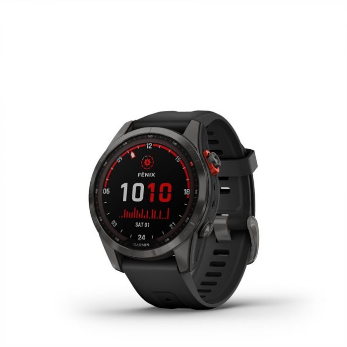 Garmin FENIX 7S SOLAR SZRKE, FEKETE SZILIKON SZJJAL