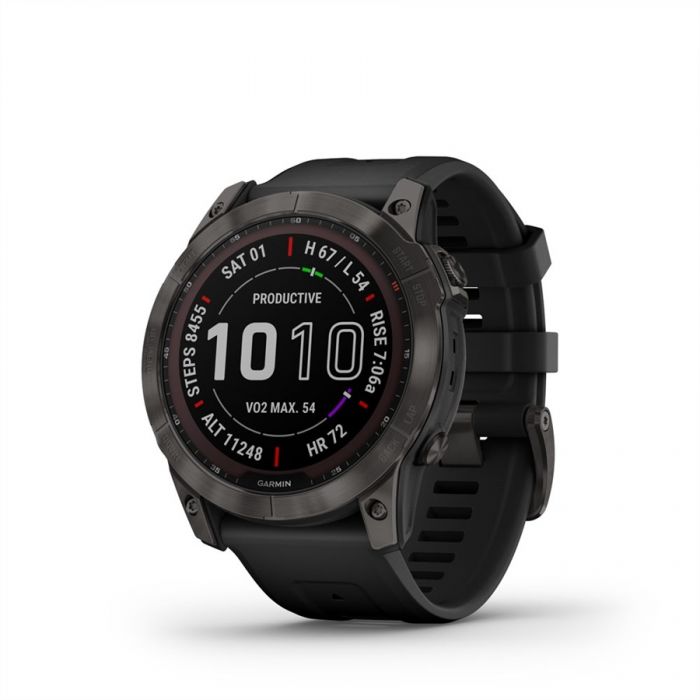 Garmin FENIX 7X SAPPHIRE SZRKE TITNIUM FEKETE SZILIKON SZJJAL (SOLAR)