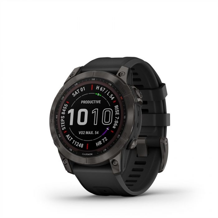 Garmin FENIX 7 SAPPHIRE SZRKE DLC TITNIUM, FEKETE SZILIKON SZJJAL (SOLAR)