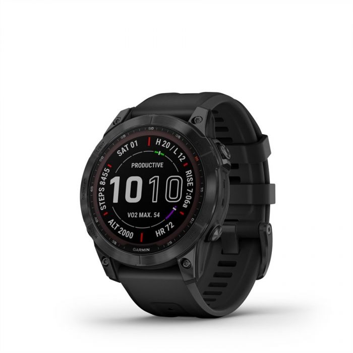 Garmin FENIX 7 SAPPHIRE FEKETE DLC TITNIUM, FEKETE SZILIKON SZJJAL (SOLAR)