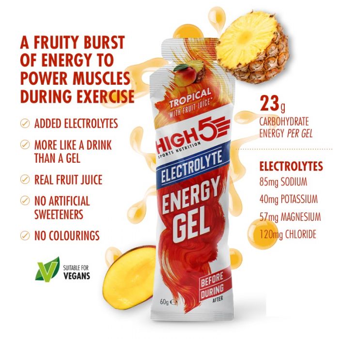 High5 Energy Gel Electrolyte – Tropical 20x60g