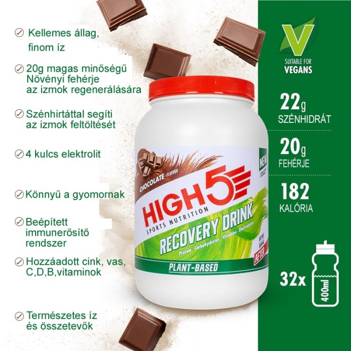 High5 Vegan Recovery Drink Csokold 1,6kg (32 adag)