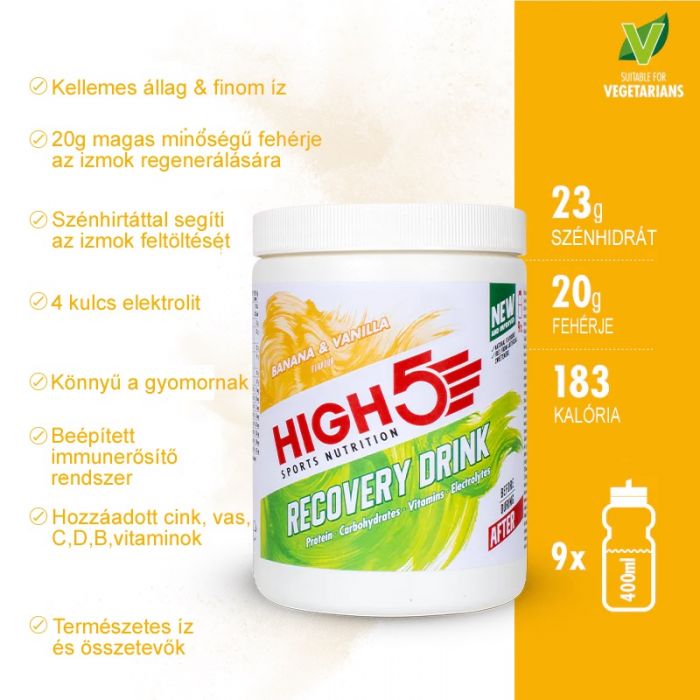 High5 Recovery Drink Bann/Vanilia 450g (9 adag)